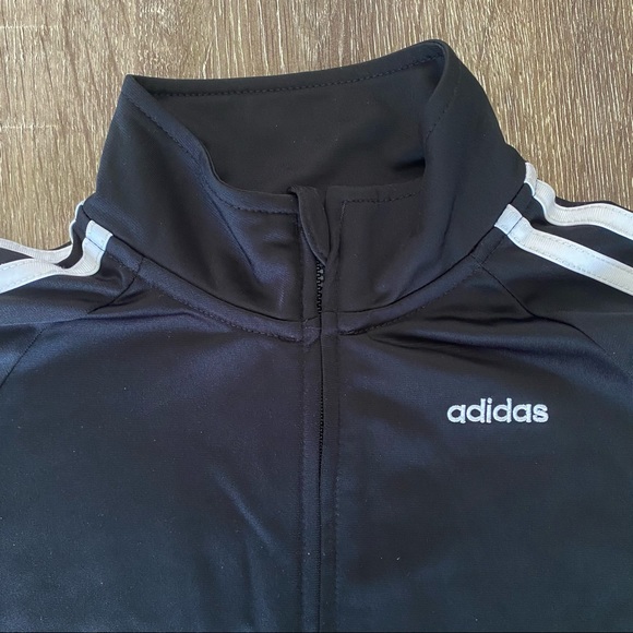 Boys Adidas Full-Zip Black & White Track Jacket - Picture 2 of 14